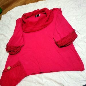 Fenini cowl neck 3/4 sleeve  pull over top size Lg